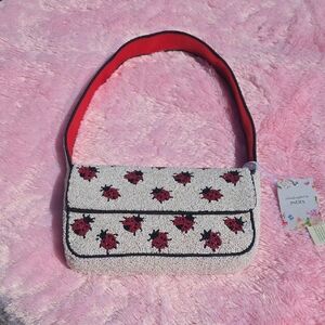 Ladybug Beaded Shoulder Bag